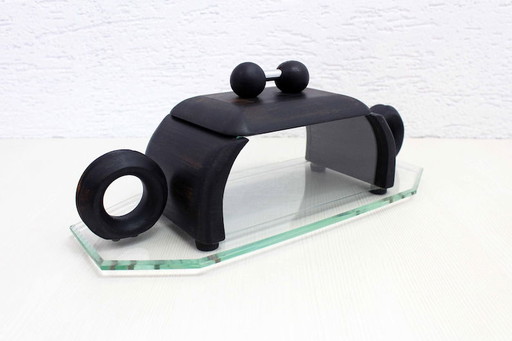 ARt Deco candy box in glass and wood 1930