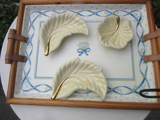 3 Verceram Art Deco ceramic set of  serving trays signed and numbered 