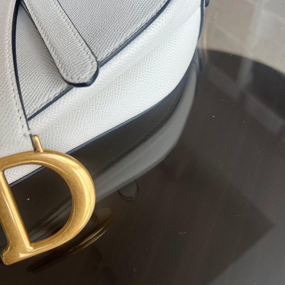 Image 1 of DIOR SADDLE MEDIUM - PELLE DI VITELLO GRANATA BIANCO ORO FINITURE
