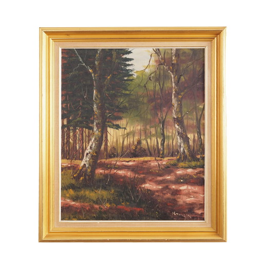 Peinture "The Deep in the forest", design scandinave, années 1970