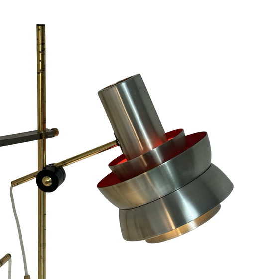 Image 1 of Carl Thore - Floor lamp - Double armed - Natural stone base, brass uprights - ca. 1970’s - Denmark