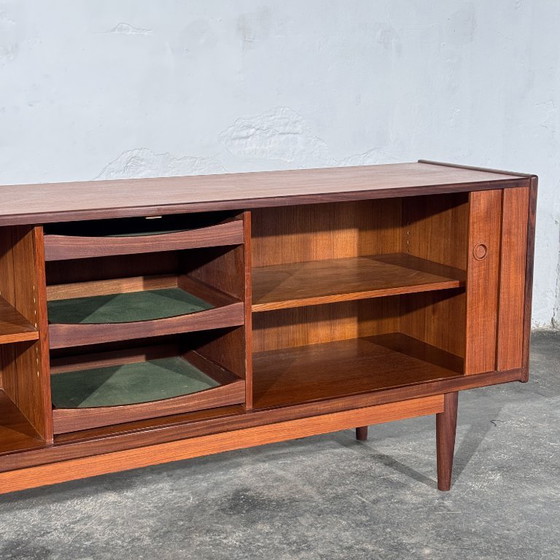 Danish Teak Tambour Sideboard, Attributed to Svend Aage Larsen for Faarup Møbelfabrik, 1960s, Wood, Brown (photo 9 of 20)