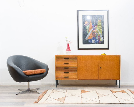 Image 1 of Teak sideboard from the 60s with grooved drawers.