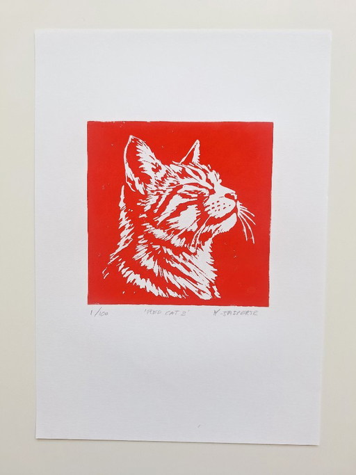 Linoprint 'Red Cat'