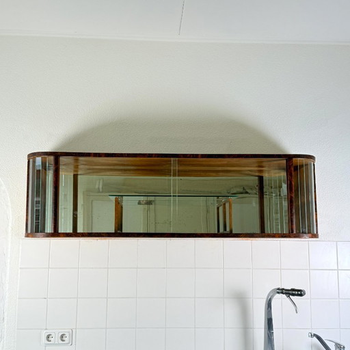Vitrine suspendue art déco avec étagère en verre