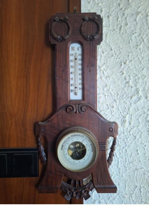 Art Nouveau Baro-Thermometer, 1900-1920