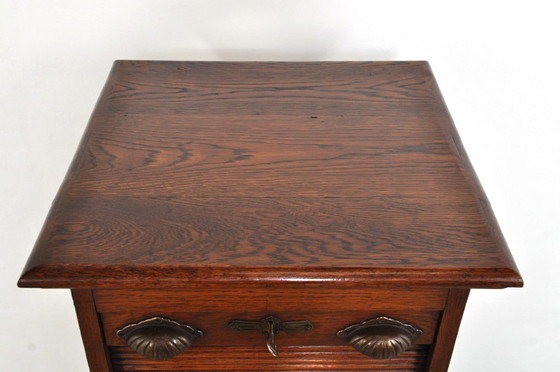 Image 1 of Antieke eiken roldeurkast / archiefkast, 1890s