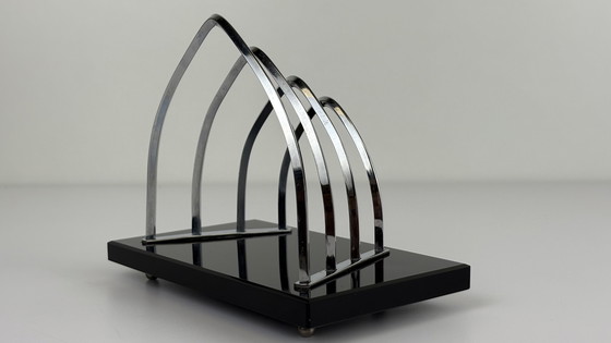 Image 1 of Vintage / antieken brievenstandaard enveloppe houder chroom glas 