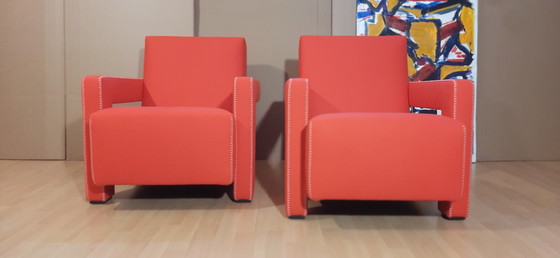 Image 1 of Cassina 2 Poltrona 637 Utrecht Nuova Mai Usata Lampo Rosso Lana 13L