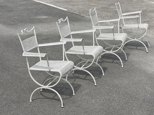 Garden set attributed to Maison Jansen in wrought iron 1960