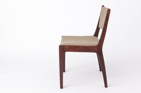 Image 1 of Set of 4 Vintage Teak Chairs | 1960s-70s Mid-Century Modern Seating | Wide Backrest & Reupholstered Seats