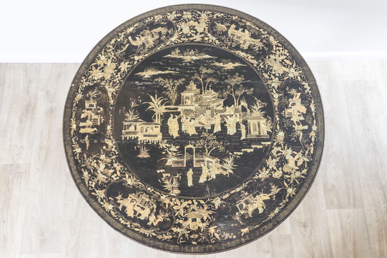 Image 1 of Antico tavolo rotondo cineserie del XIX secolo – Esportazione cinese, ca. 1850