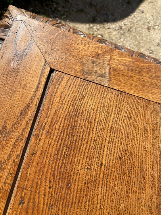 Image 1 of Schreibtisch mit 2 Schubladen im Stil Louis XIII aus Eiche mit gedrehten Beinen 130x65cm