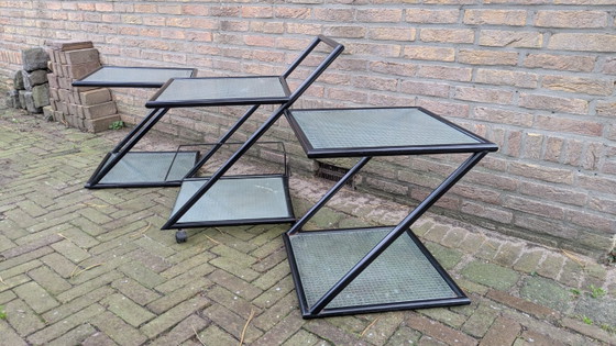 Harvink set, Z lounge tables with serving trolley, Side tables, Glass, Metal, Black (photo 4 of 18)
