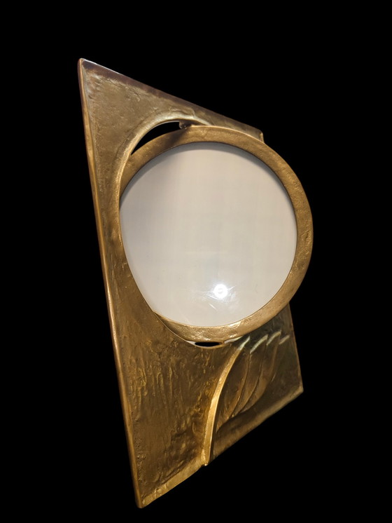 Image 1 of Tonini Brass Mirror & Photo Frame | Italian Brass Mirror Frame Mid Century Design"