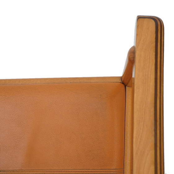 Image 1 of 4 Stühle aus Holz und Leder, 70er Jahre