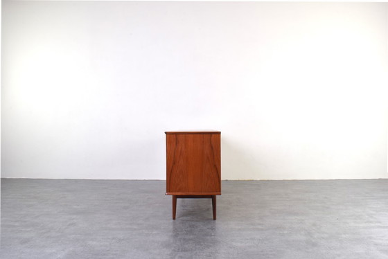 Image 1 of Mid Century Op-Art Handbemaltes Teakholz Sideboard, 1960er Jahre