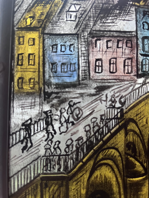 Vetrata al piombo con immagine di Maastricht