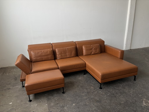 Brühl Moule designer corner sofa couch leather cognac