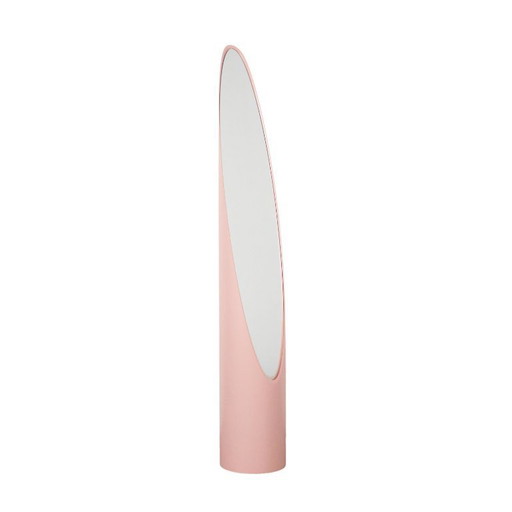 Lipstick mirror, pink, Italian design, 1970s, designer: Rodolfo Bonetto