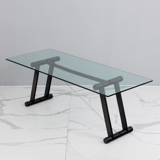 Superstudio Design 'Teso' dining table with glass top