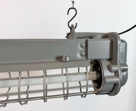 Image 1 of Grijze industriële hanglamp met buisconstructie van Elektrosvit, jaren 70.