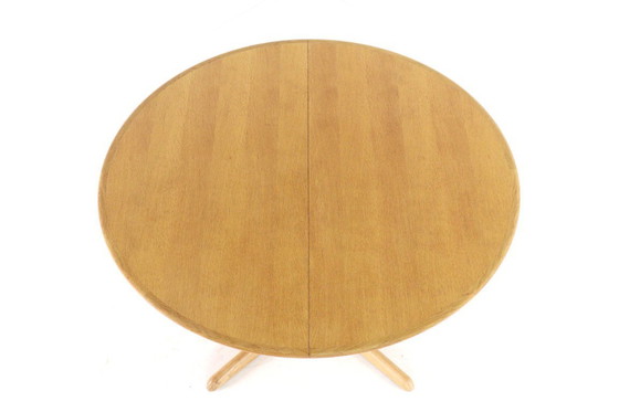 Image 1 of Danish oak round 2x extendable dining table dining table vintage