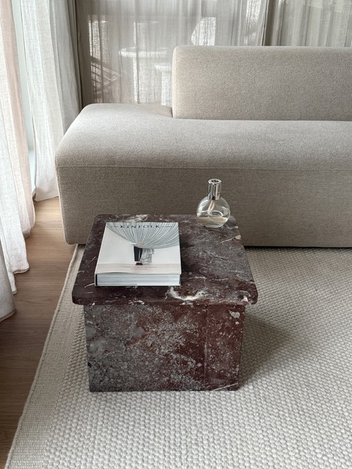 Vintage rosso levanto marmeren bijzettafel, Italië 1970