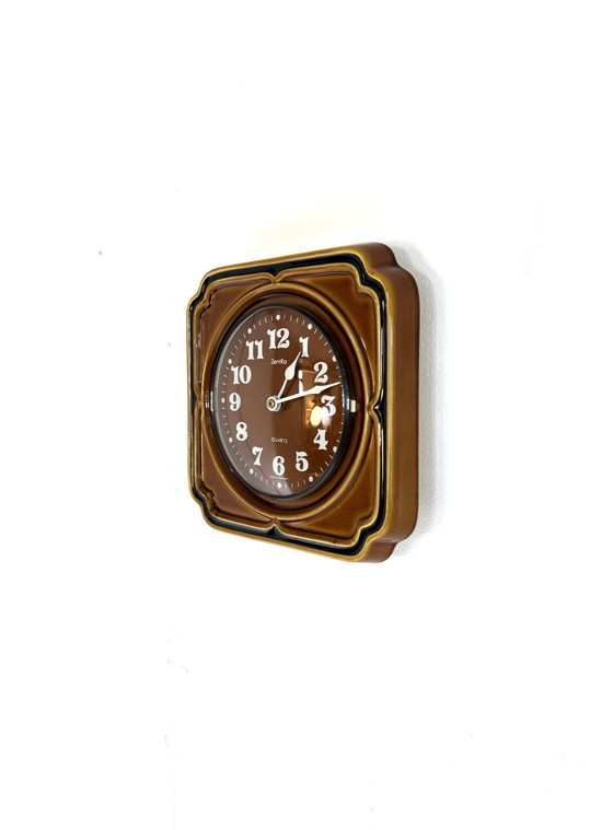 Image 1 of Horloge murale vintage en céramique Zentra, années 70