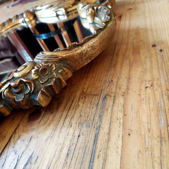 Image 1 of Barokke brocante gouden spiegel met engel 