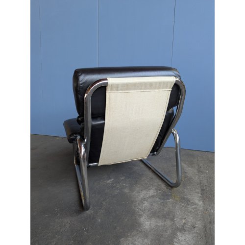 Poltrona lounge vintage cromo e pelle, anni '70 – Poltrone, Leather, Chrome (photo 5 of 7)