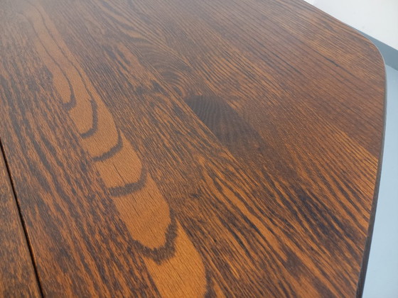 Image 1 of Vintage brutalist hexagonal oak dining table from the 1950s with extension