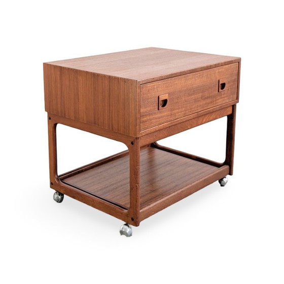 Bijzettafel uit het midden van de 20e eeuw, Erik Brouer, vintage teakhouten nachtkastje uit 1960 (photo 3 of 9)