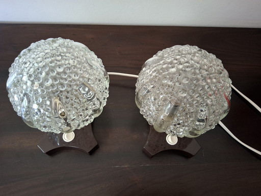 Vintage Saku Tisch-/Nachtlampen mit Blasenglas, Herkunft Deutschland, 1960er/70er Jahre