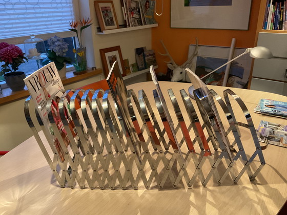 Image 1 of Chrome accordion magazine rack Luther Evans