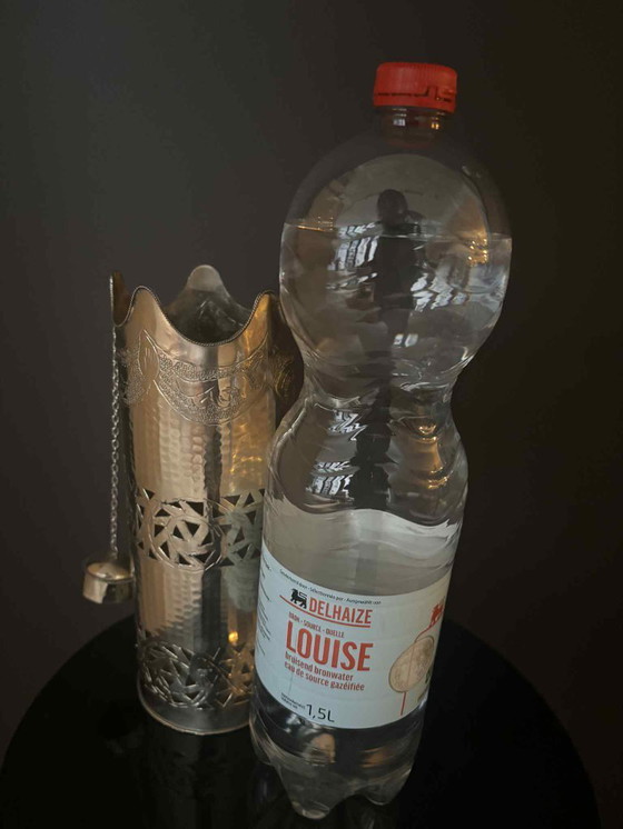 Image 1 of Handmade Moroccan Metal Water Bottle Cover with Stopper