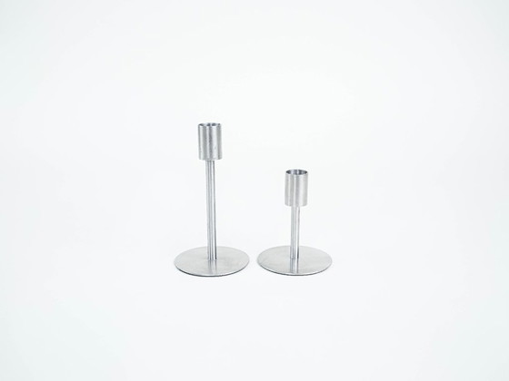 Image 1 of Set aus Metallkerzenständern, dänisches Design, 1970er Jahre, hergestellt in Dänemark