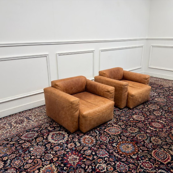 Set Frigerio Cooper Junior Armchairs brown leather (photo 3 of 12)