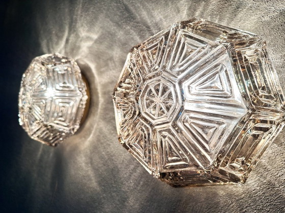 Image 1 of Vintage pair of Wila textured glass wall lamps