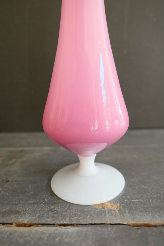Image 1 of Vintage Stelvia Opalina Fiorentina Vase Pink White