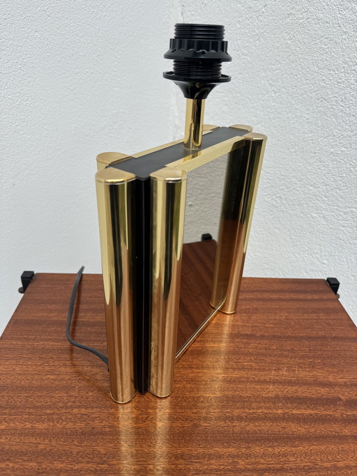 Lampada a specchio in ottone fumé degli anni '70