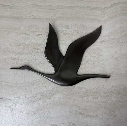 Mid Century Design tinnen wandvogel, 1970