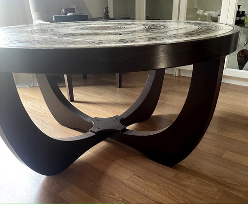 1 x Danish Vintage Teak and Ceramic Coffee Table 1970s