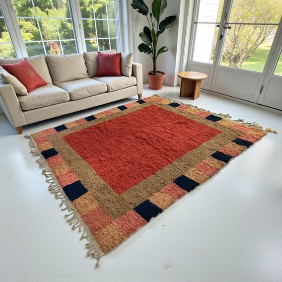 Image 1 of MAROKKAANS ORANJE TAPIJT VAN NATUURLIJKE WOL 300X200CM