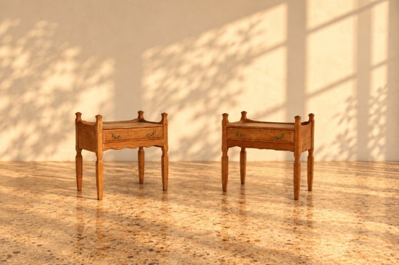 2x Brutalist Oak Nightstands – Metal (photo 3 of 7)