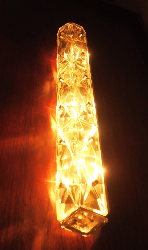Kinkeldey Mid Century Crystal Long Wall Light, 1960s