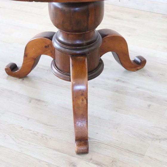 Image 1 of Antiker Til-Plate-Tisch aus Nussbaumholz mit Intarsien, Italien, Mitte des 19. Jahrhunderts