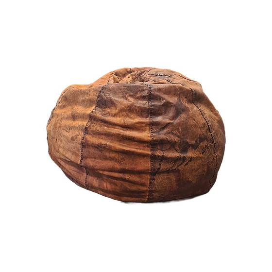 Image 1 of Großer italienischer Vintage-Sitzsack aus Leder, 1970er Jahre