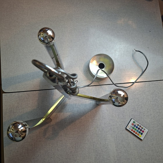 Image 1 of Suspension en laiton chromé Gaetano Sciolari, années 70