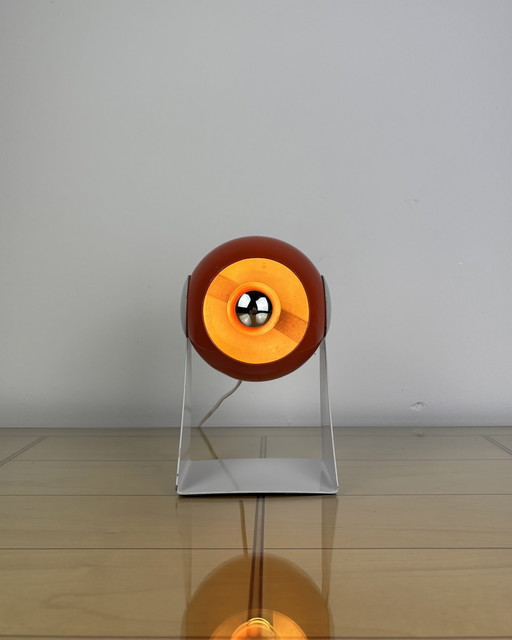 Vintage Lamp, Italy, 1960s, 1970s, Metal, Space Age, Sputnik design, UFO, Orange Eyeball Lamp, Industrial Design, Italian design
